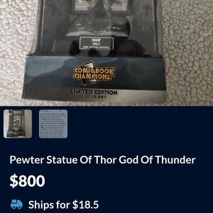 Pewter Thor God of Thunder Statue